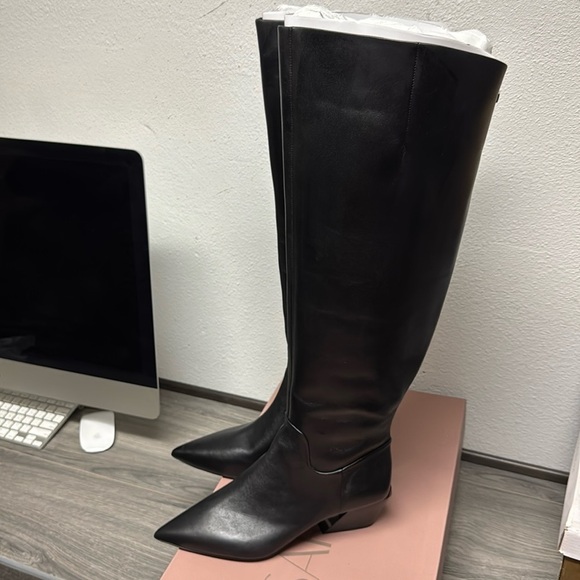 Franco Sarto Gwyn Knee High Boot In Black Leather (WIDE CALF) - Picture 6 of 11